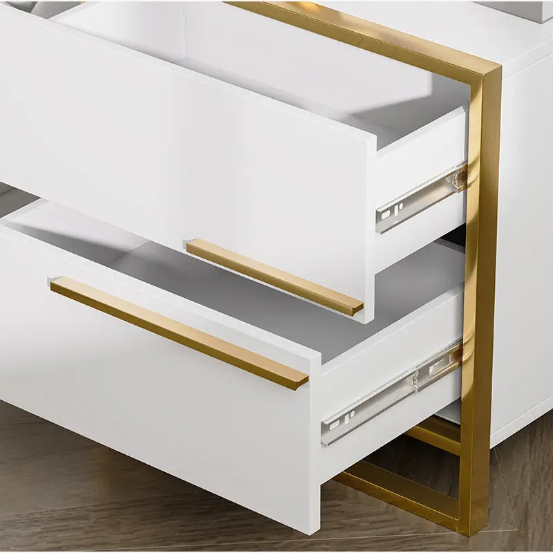 Cassandra Square Nightstand with Charging - White Lacquer