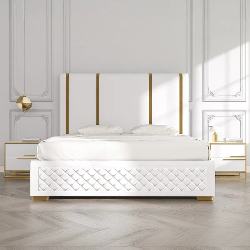 Cassandra Square Nightstand with Charging - White Lacquer