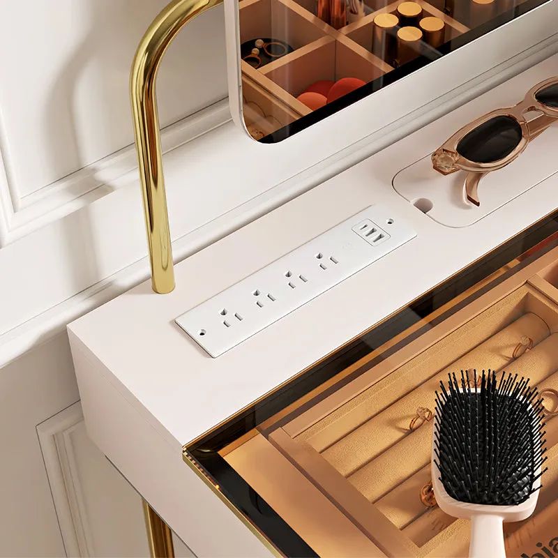 Cassandra Vanity Table with Adjustable Mirror - Beige