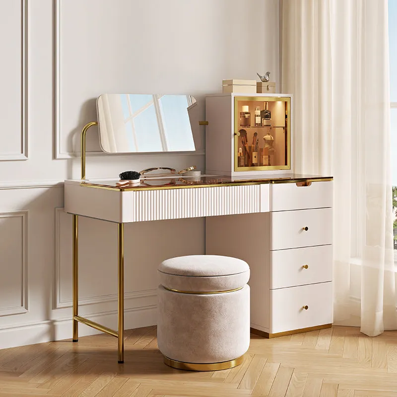 Cassandra Vanity Table with Adjustable Mirror - Beige image