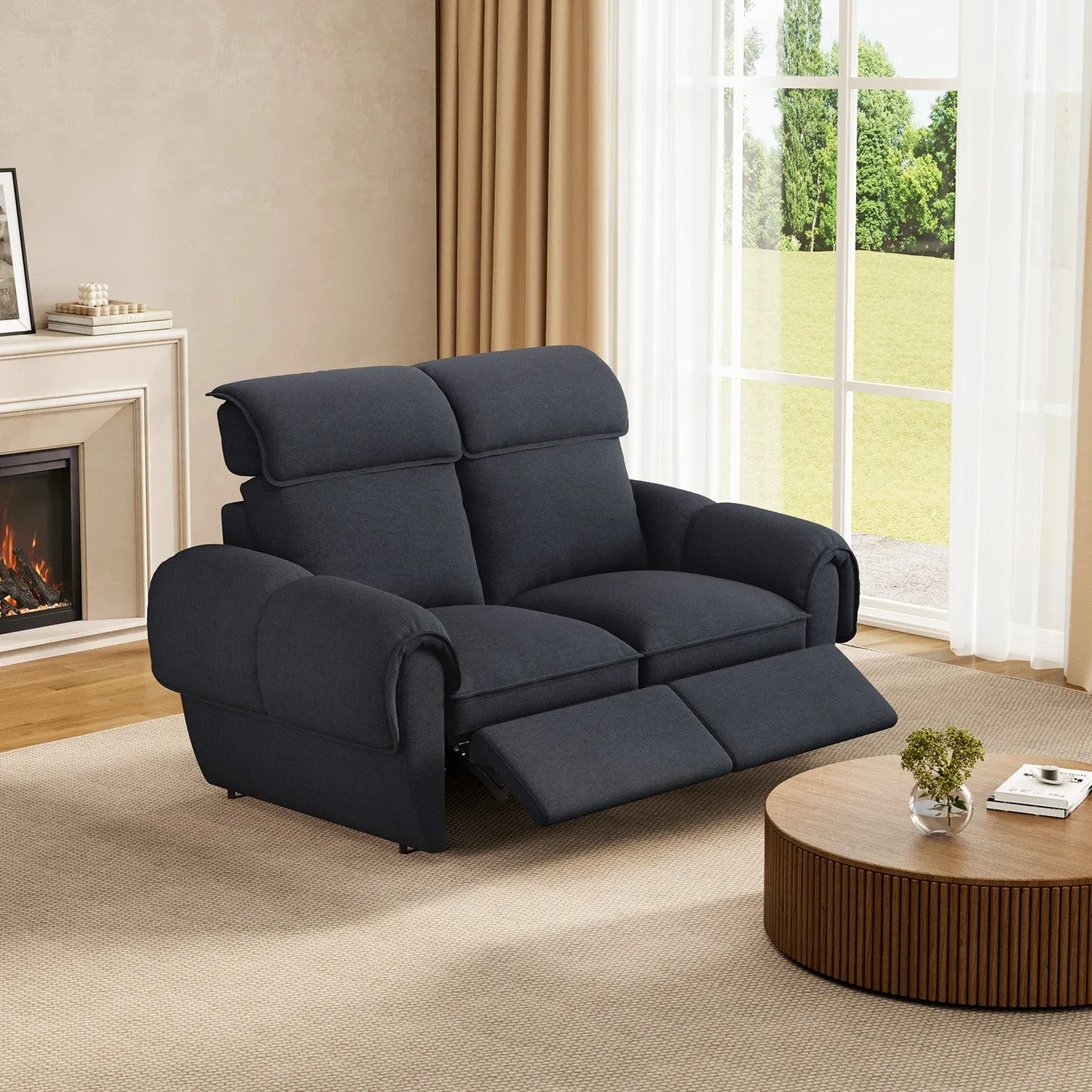 CloudCubo 2-Seater Modular Sectional Sofa with Power Recliner - Dark Gray