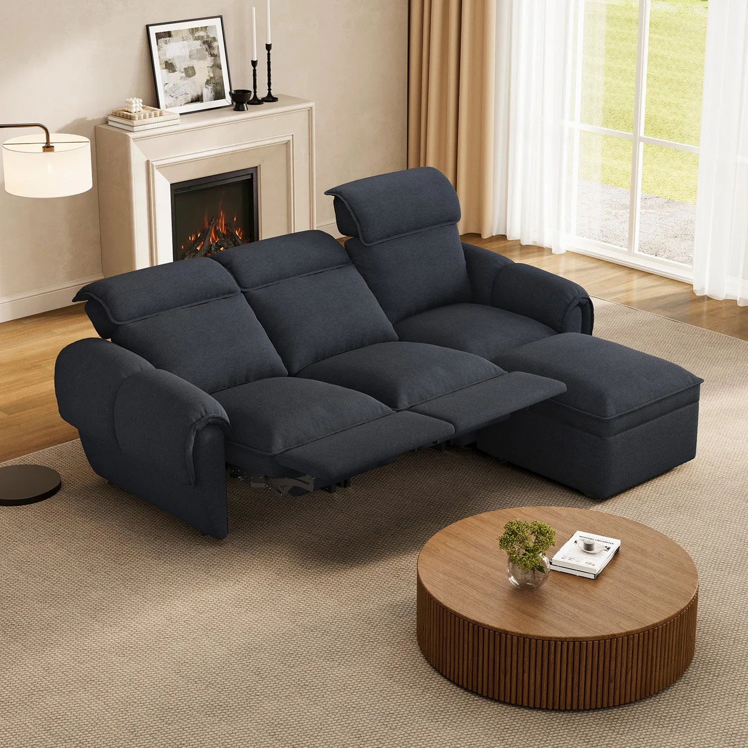 CloudCubo 3-Seat Sectional Sofa with Power Reclining - Dark Gray image