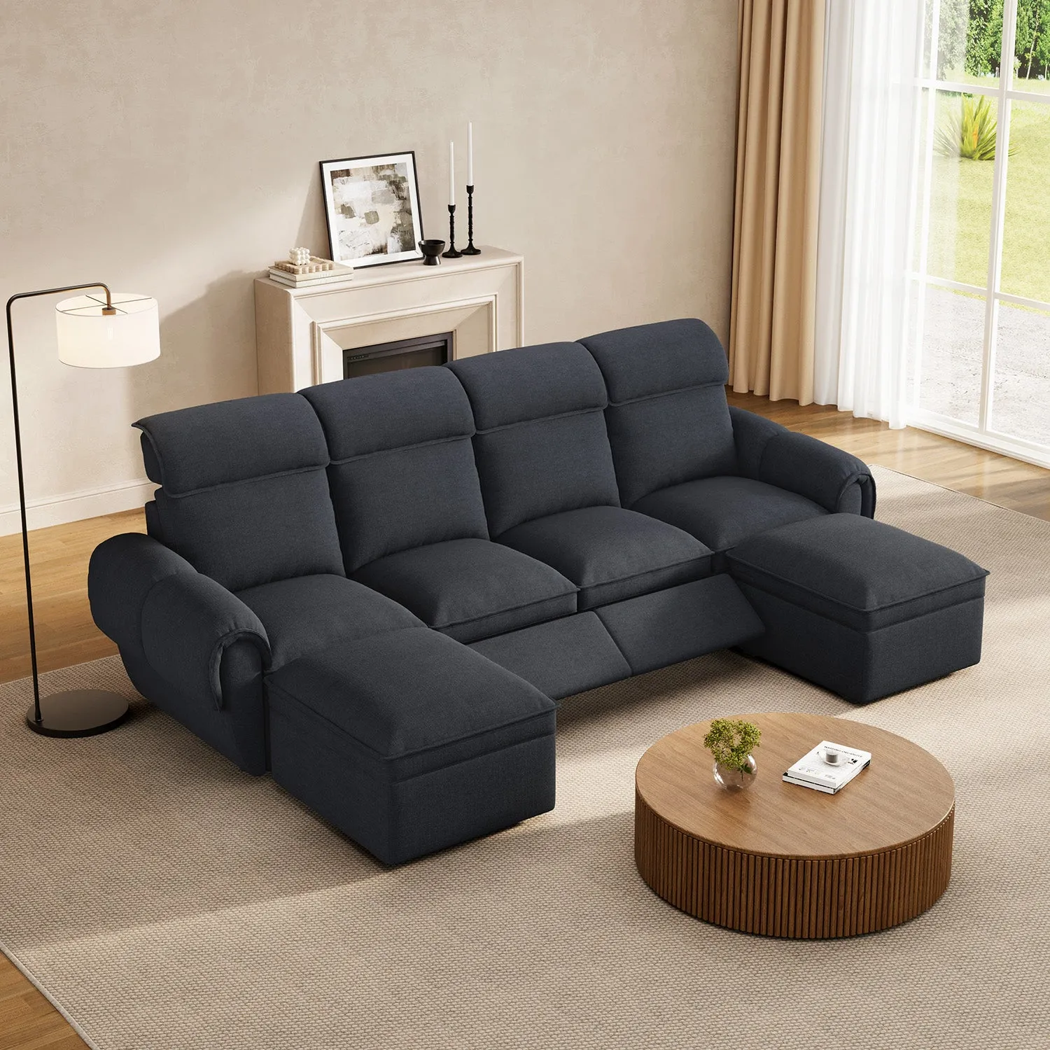CloudCubo 4-Seat Sectional Sofa with Power Reclining