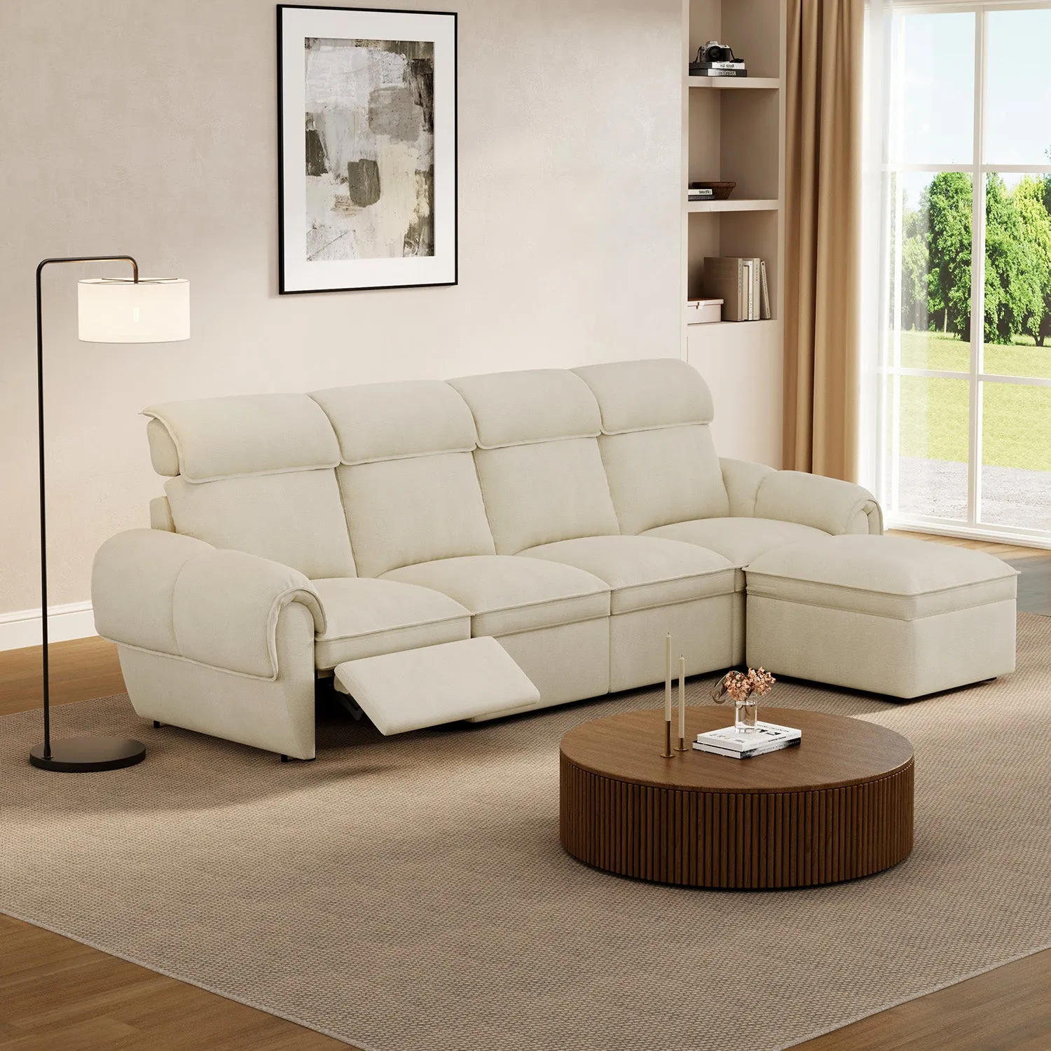 CloudCubo 4-Seat Sectional Sofa with Power Reclining - Off White