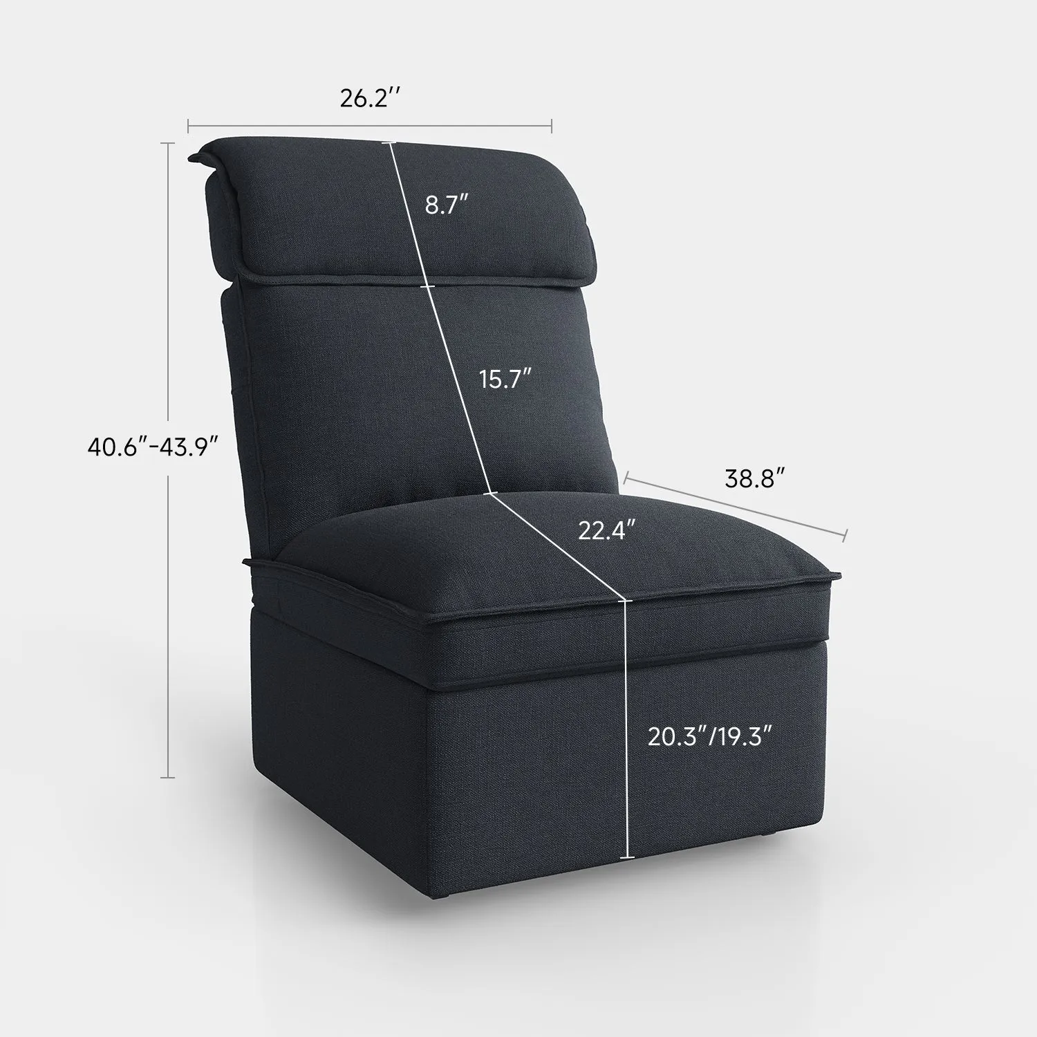 CloudCubo Modular Sofa with Storage and Headrest