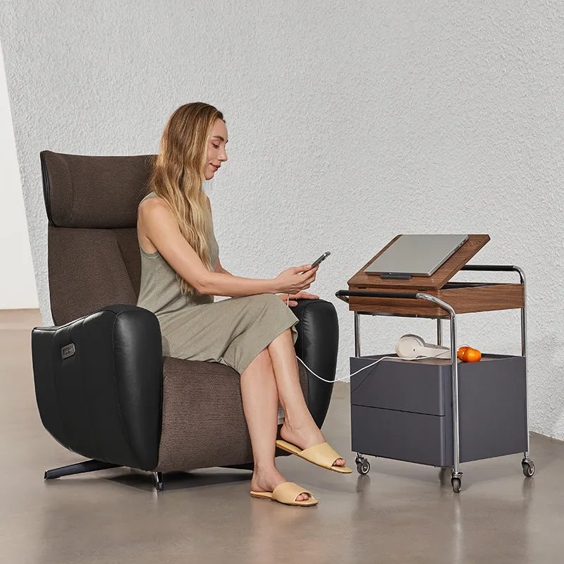 CubeMove Side Table with Storage and Power Strip - Black