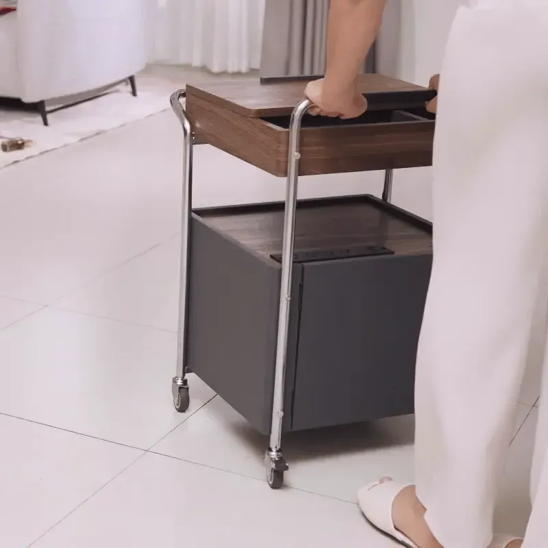 CubeMove Side Table with Storage and Power Strip - Black