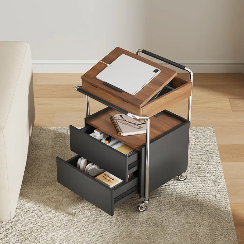CubeMove Side Table with Storage and Power Strip - Black image