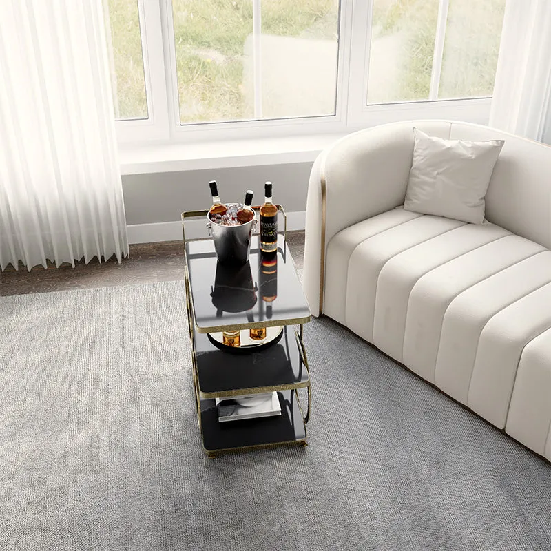 Eden Common 3-Tier Rolling Bar Cart with Handle - Gold