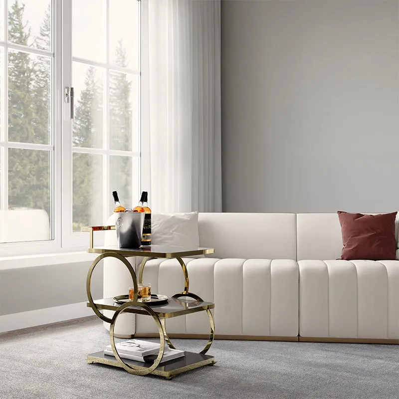 Eden Common 3-Tier Rolling Bar Cart with Handle - Gold