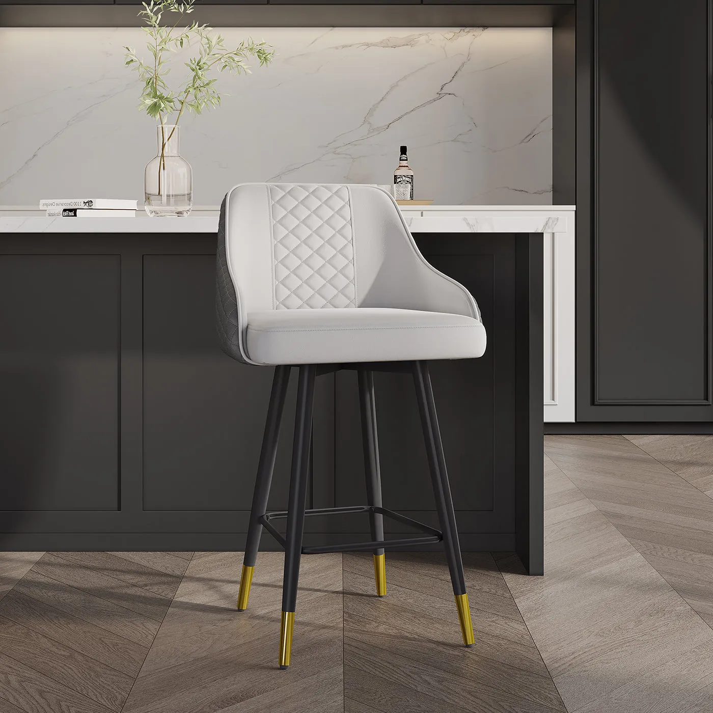 Eden Common Counter Stools with Upholstery Set of 2 - Grey