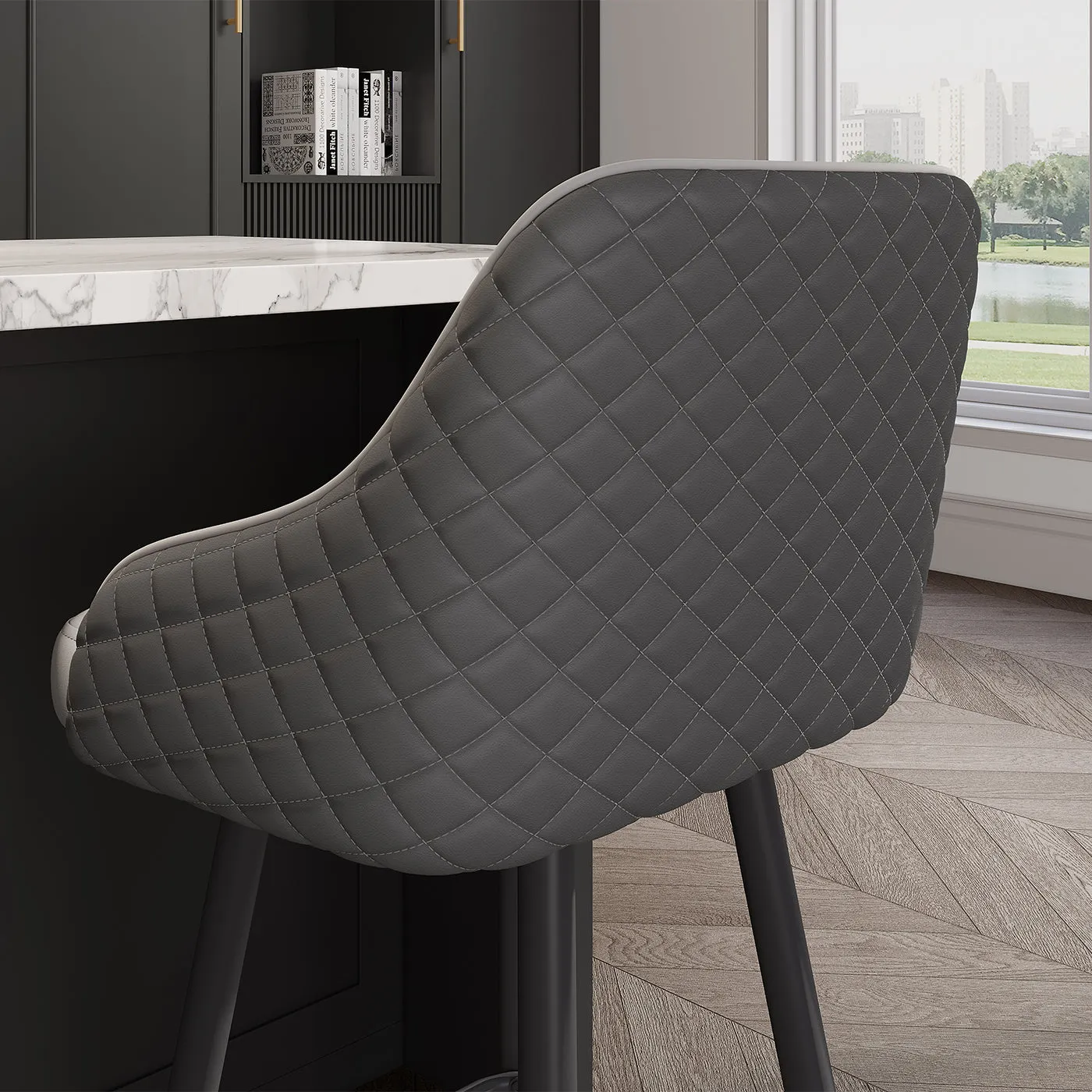 Eden Common Counter Stools with Upholstery Set of 2 - Grey