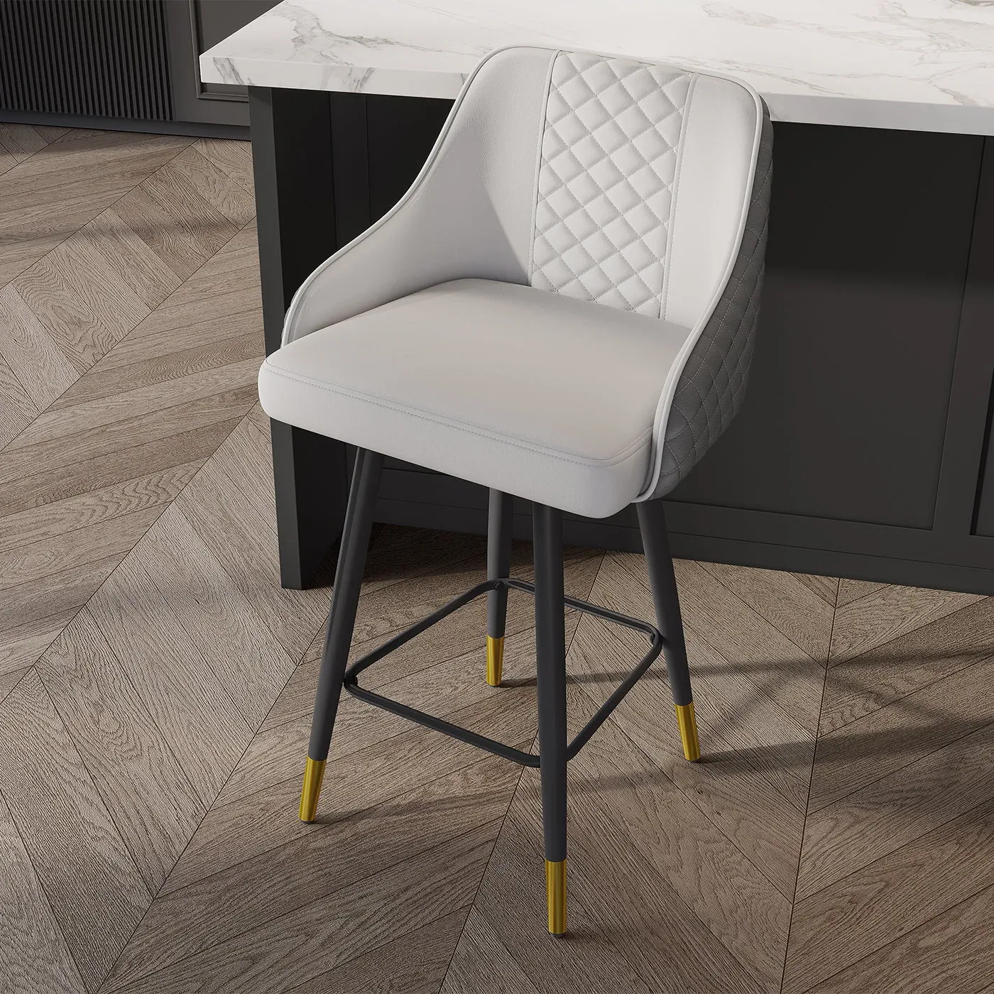 Eden Common Counter Stools with Upholstery Set of 2 - Grey image