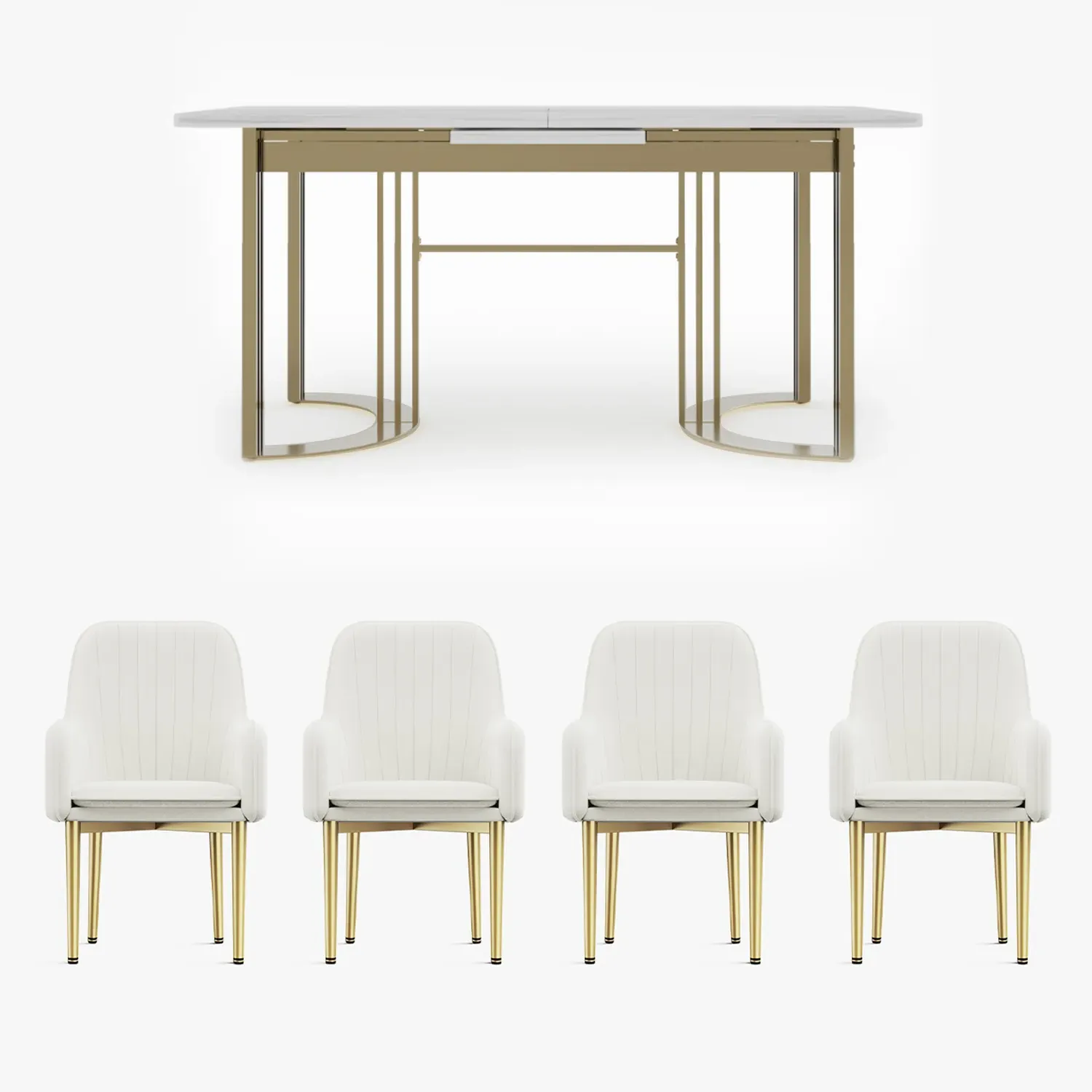 Eden Common Extendable Rectangular Dining Table Set with 4 Chairs - White