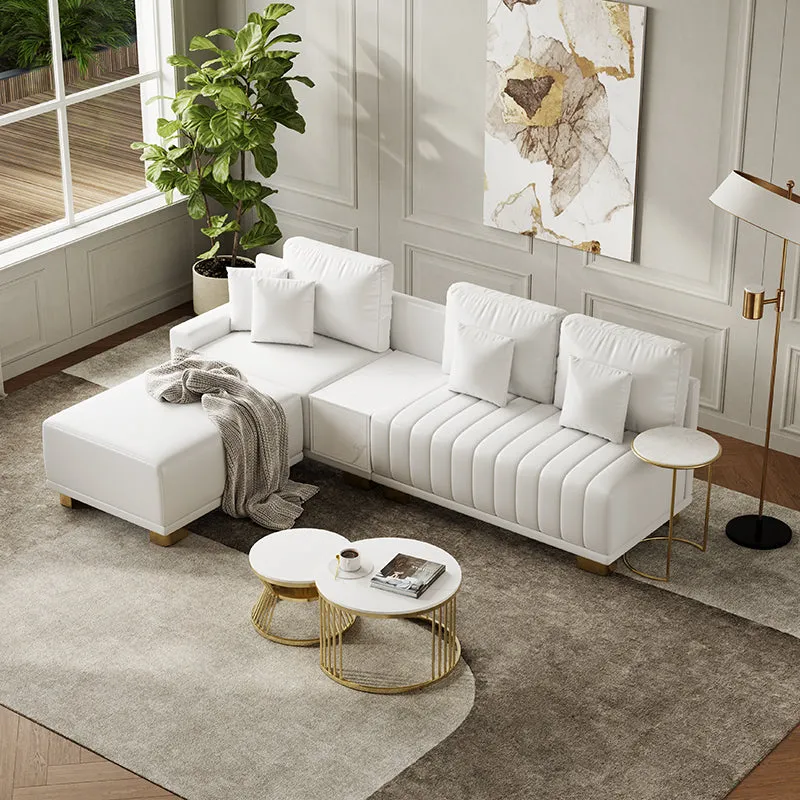 Eden Common L-Shaped Sectional Sofa with Storage - White