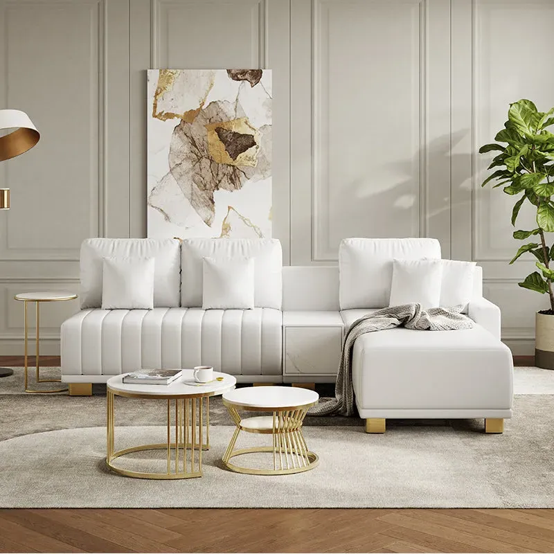 Eden Common L-Shaped Sectional Sofa with Storage - White