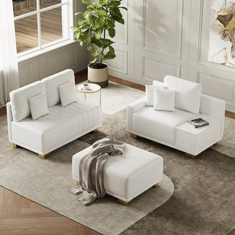 Eden Common L-Shaped Sectional Sofa with Storage - White