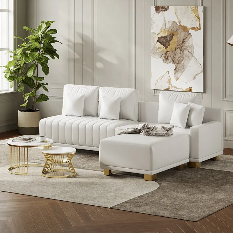 Eden Common L-Shaped Sectional Sofa with Storage - White