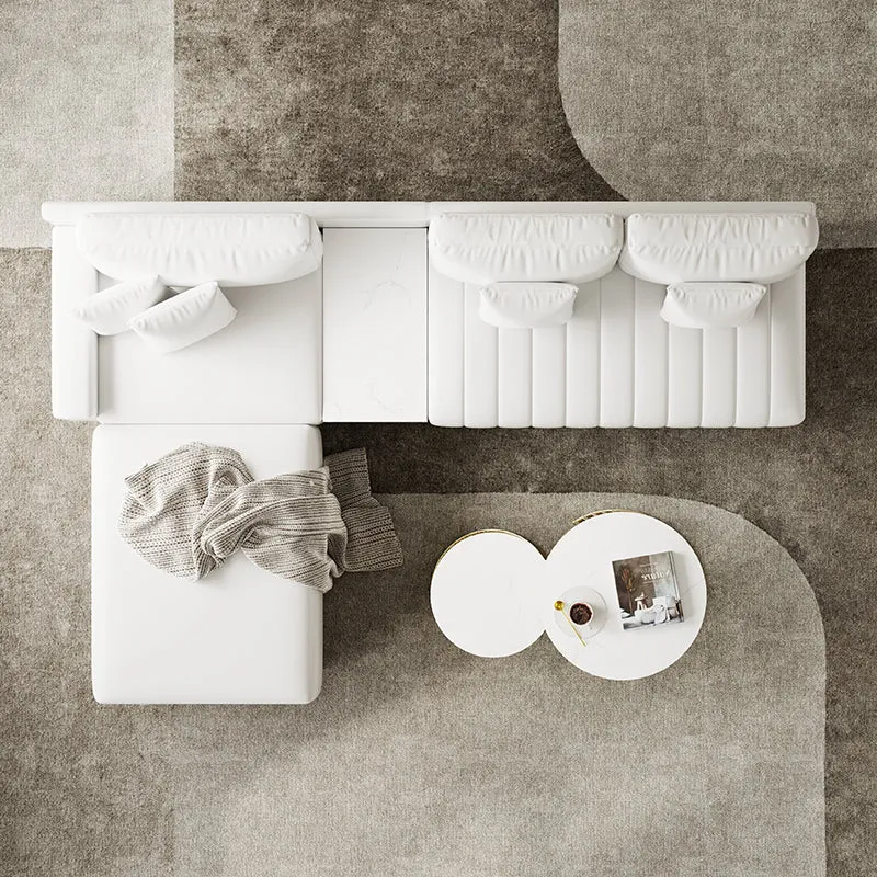 Eden Common L-Shaped Sectional Sofa with Storage - White