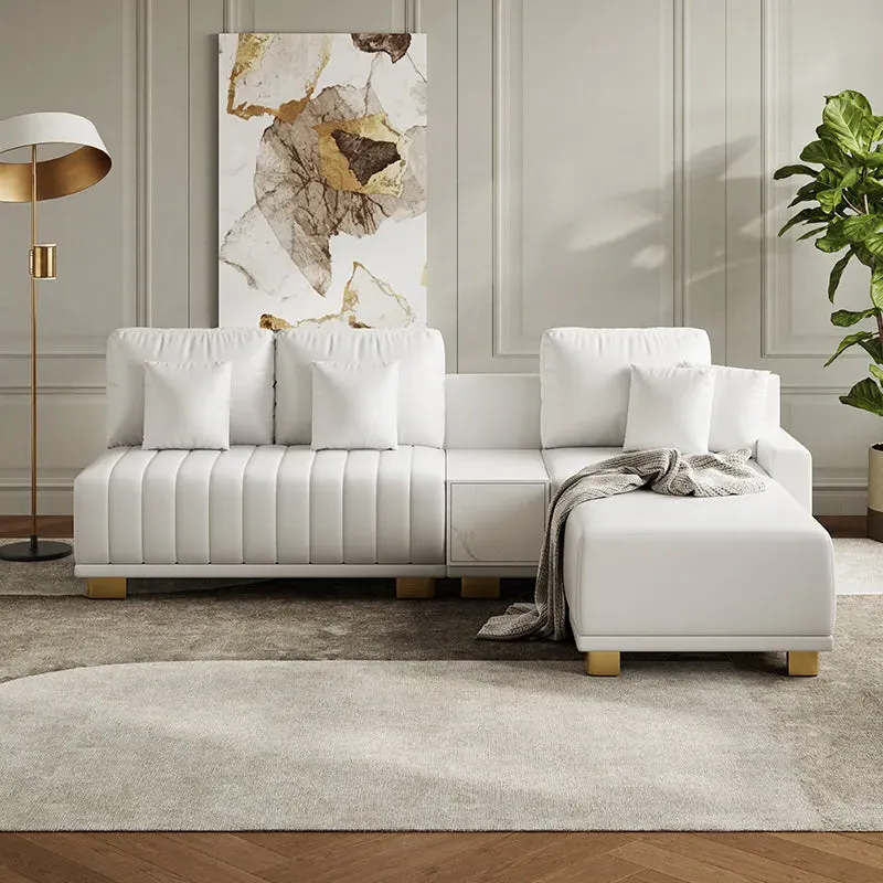 Eden Common L-Shaped Sectional Sofa with Storage - White image