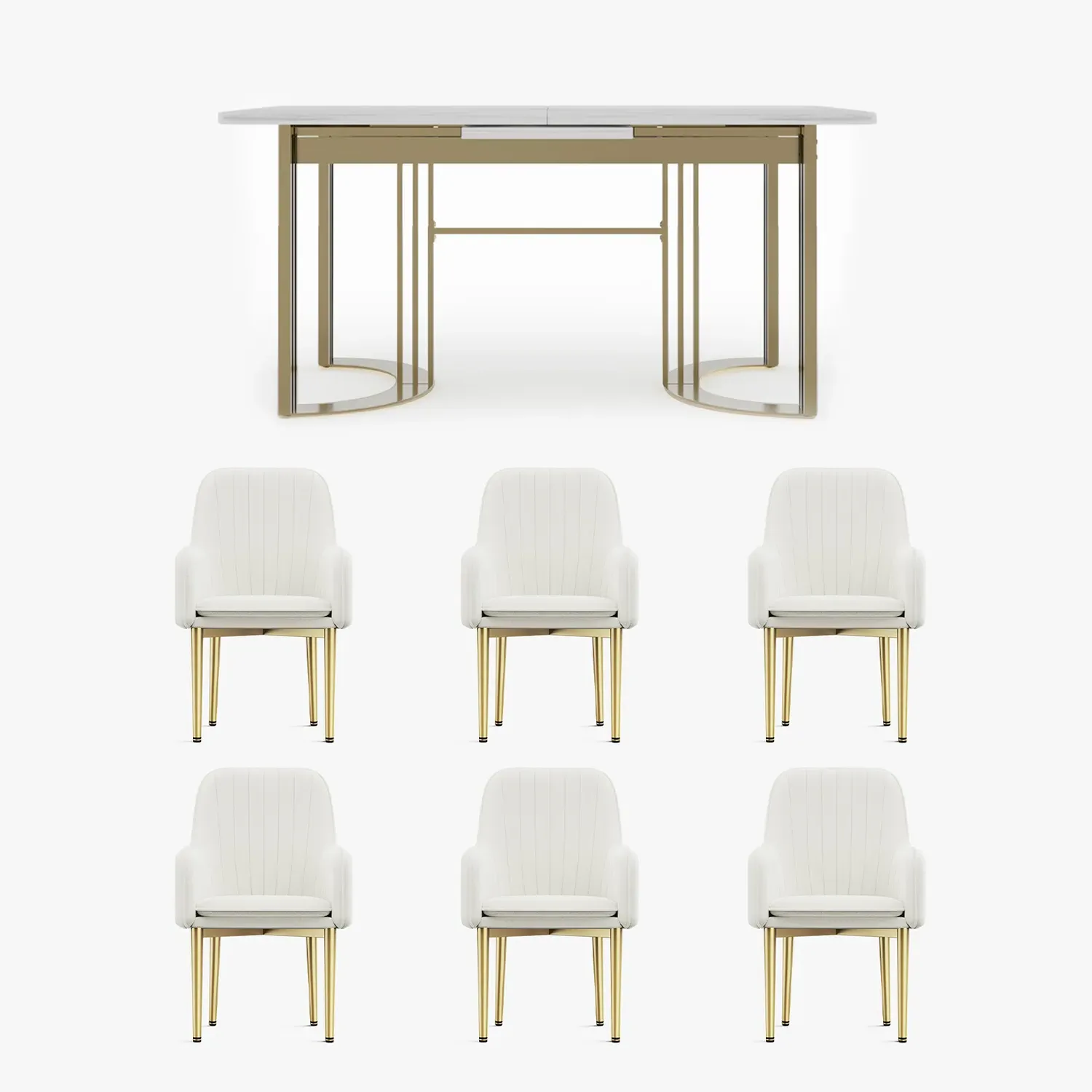 Eden Common Rectangular Dining Table Set Extendable with 6 Chairs