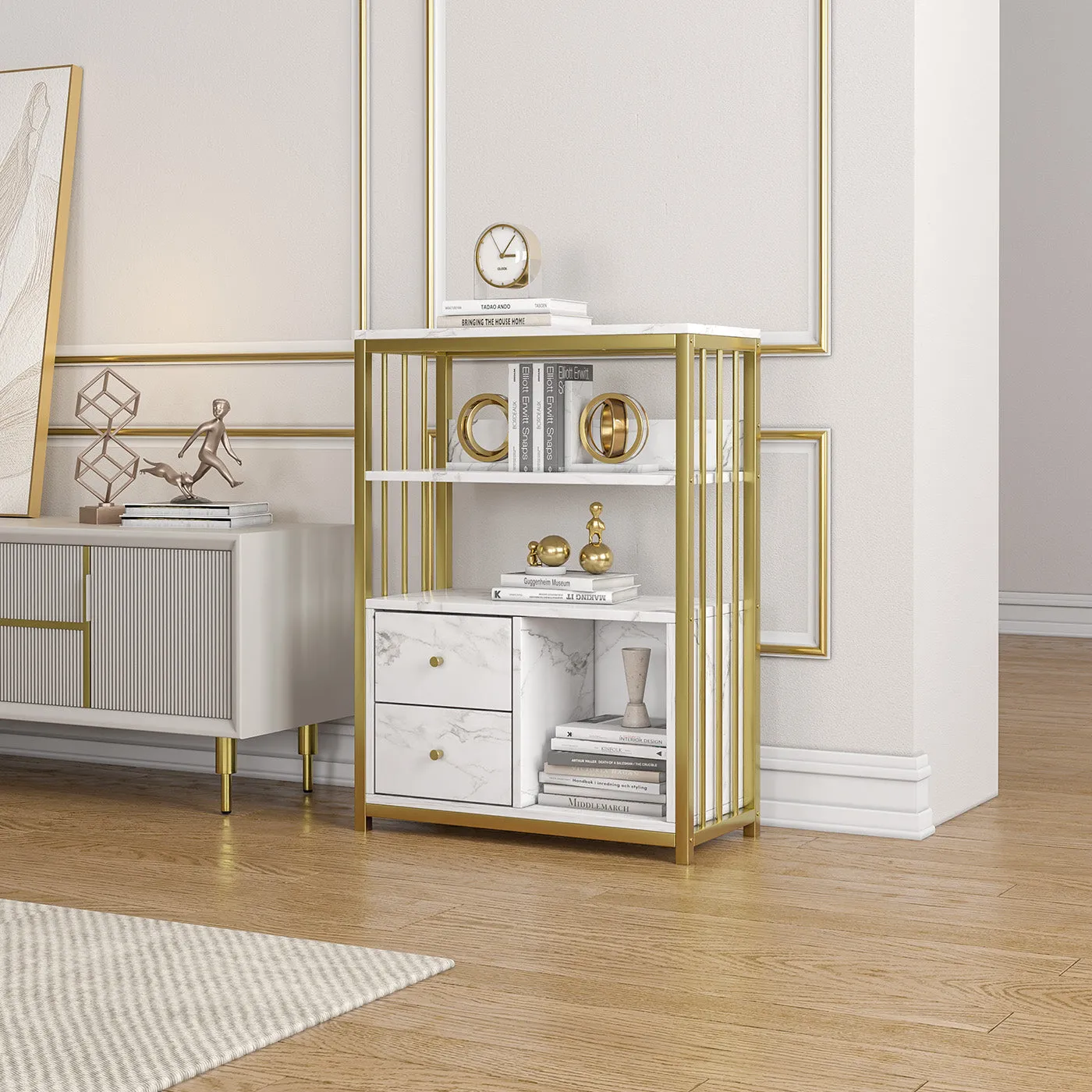 Eden Common Sideboard Bookshelf with Storage - White