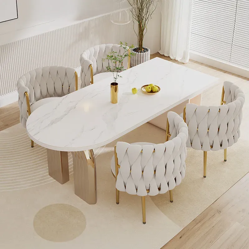 Eden Common Upholstered Dining Chair with Woven Backrest (Set of 2)