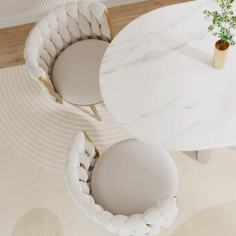 Eden Common Upholstered Dining Chair with Woven Backrest (Set of 2)