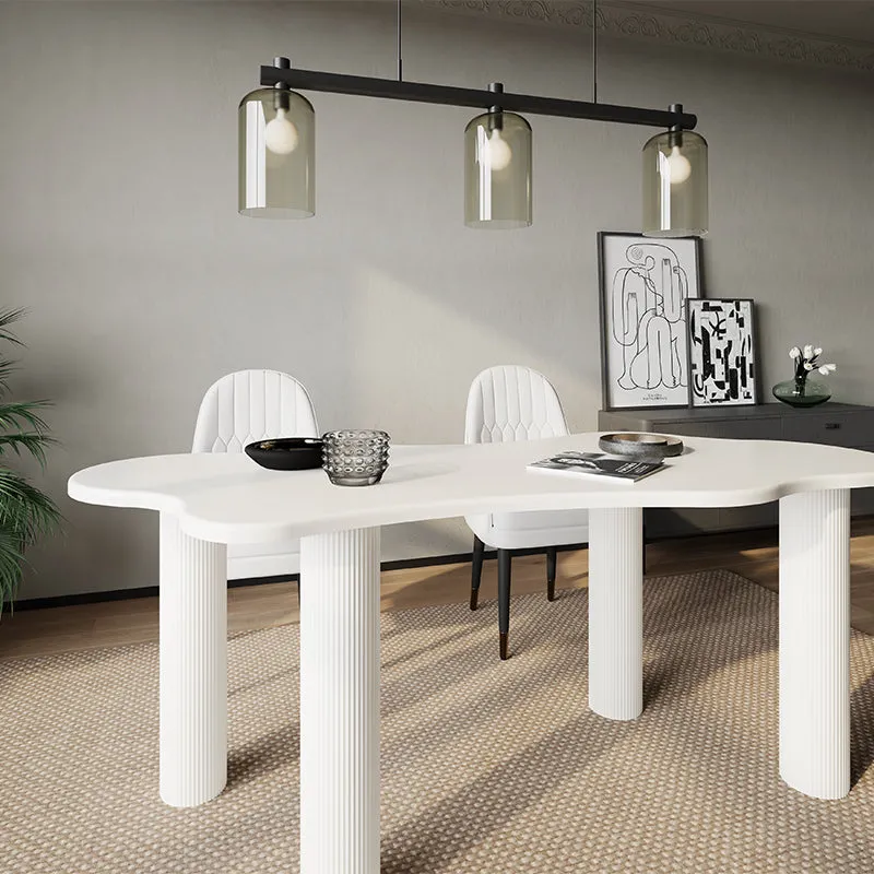 Elina Nordic 4-Leg Dining Table Set - White, Cloud Shape