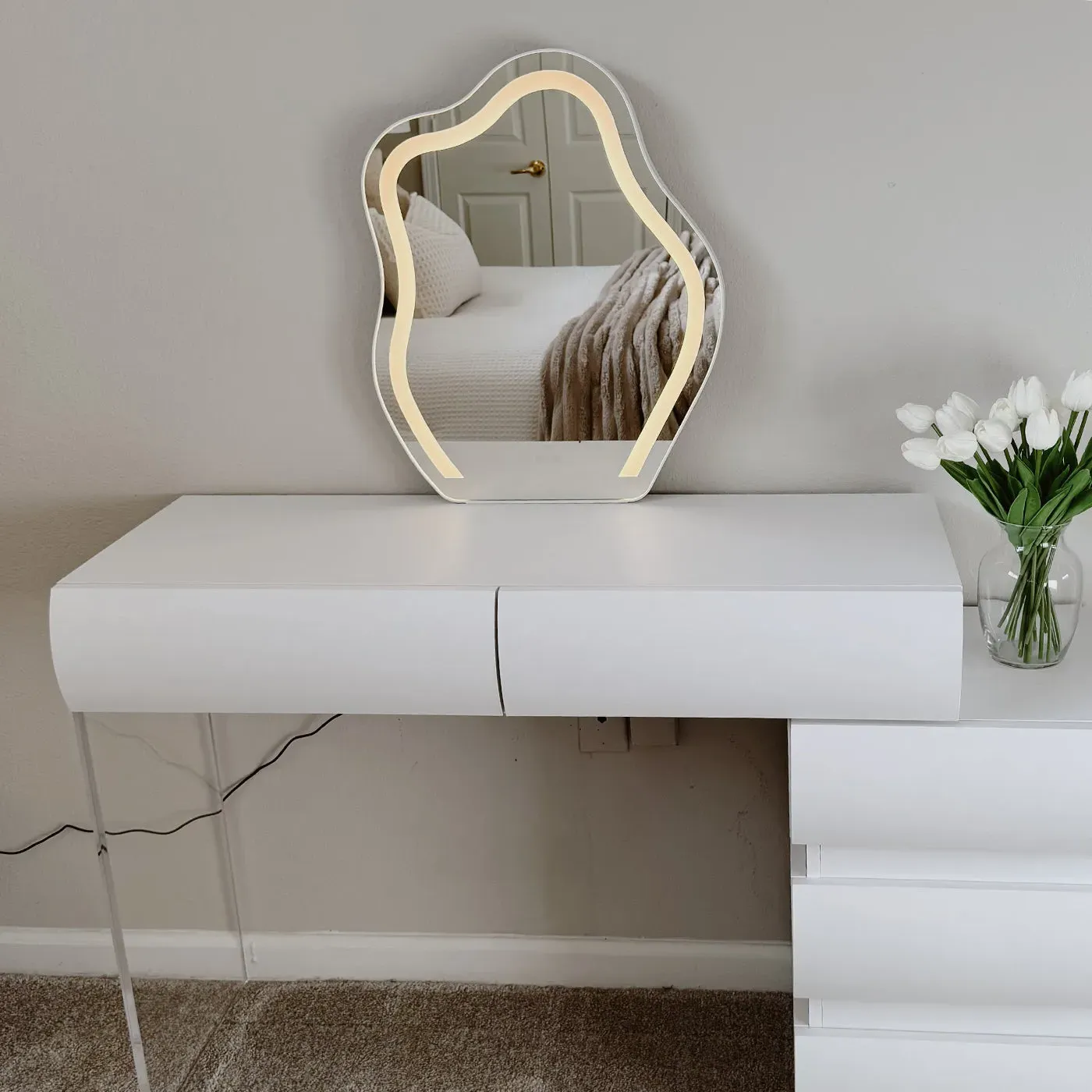 Elina Nordic Vanity Table with LED Mirror and Drawers