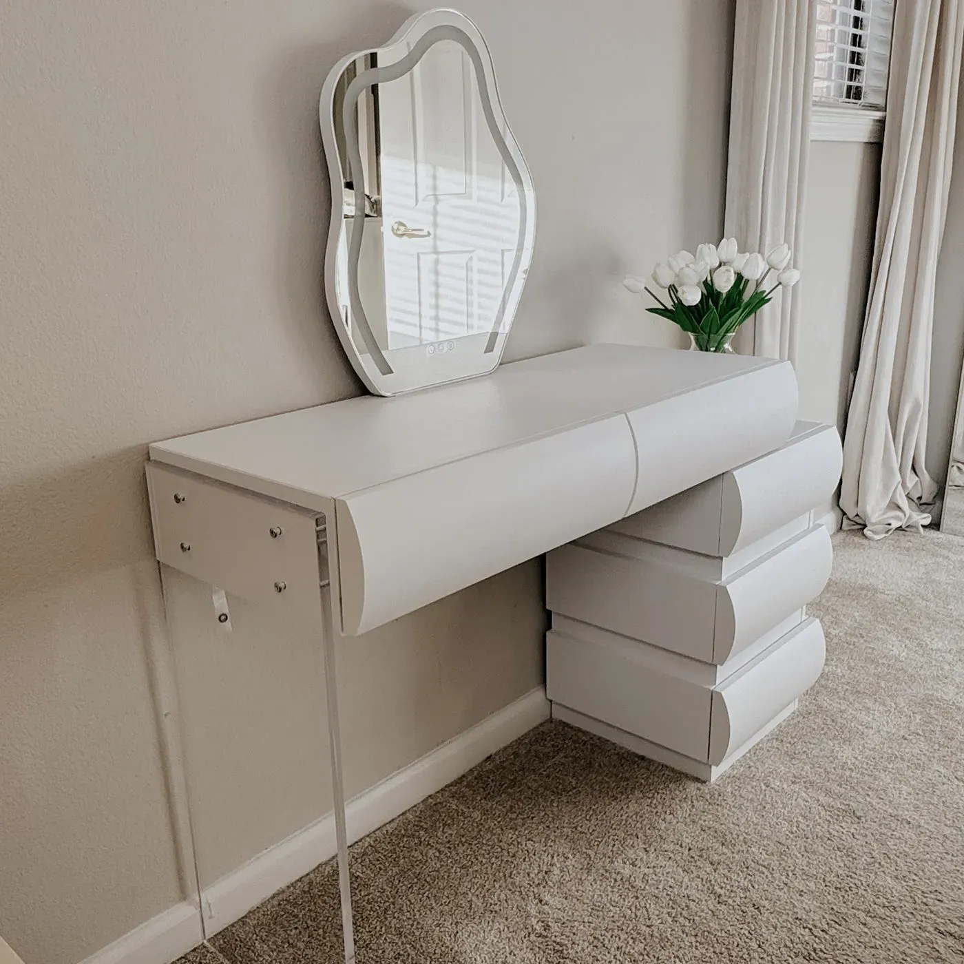 Elina Nordic Vanity Table with LED Mirror and Drawers
