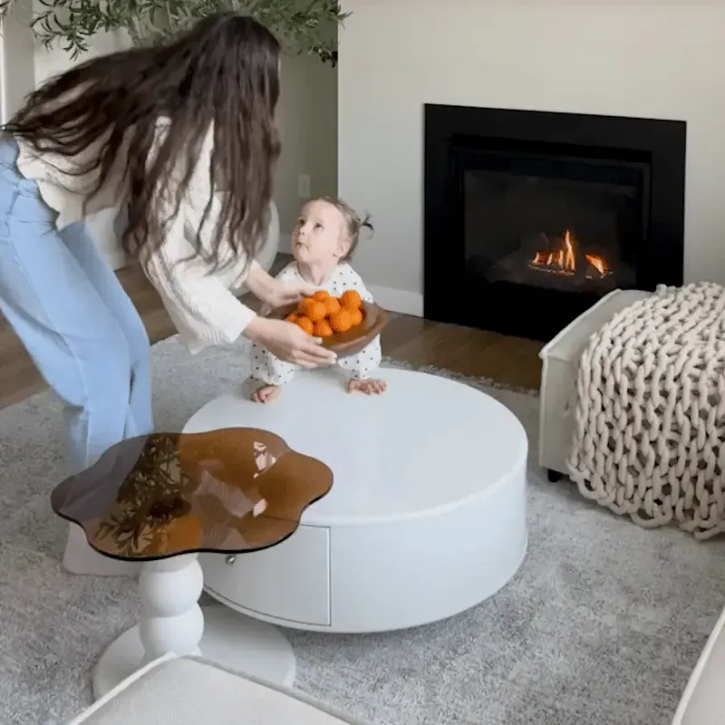 Elina Rotatable Nesting Coffee Table with Drawers