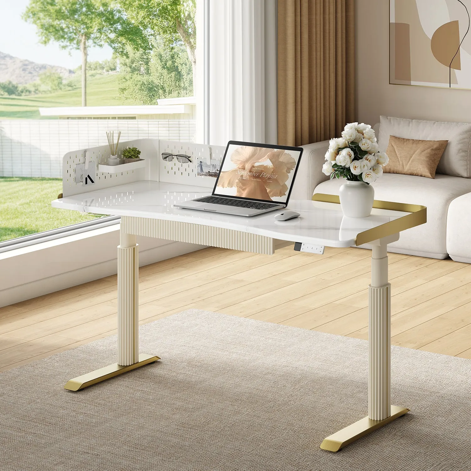 Estand Electric Standing Desk with Drawers - Beige