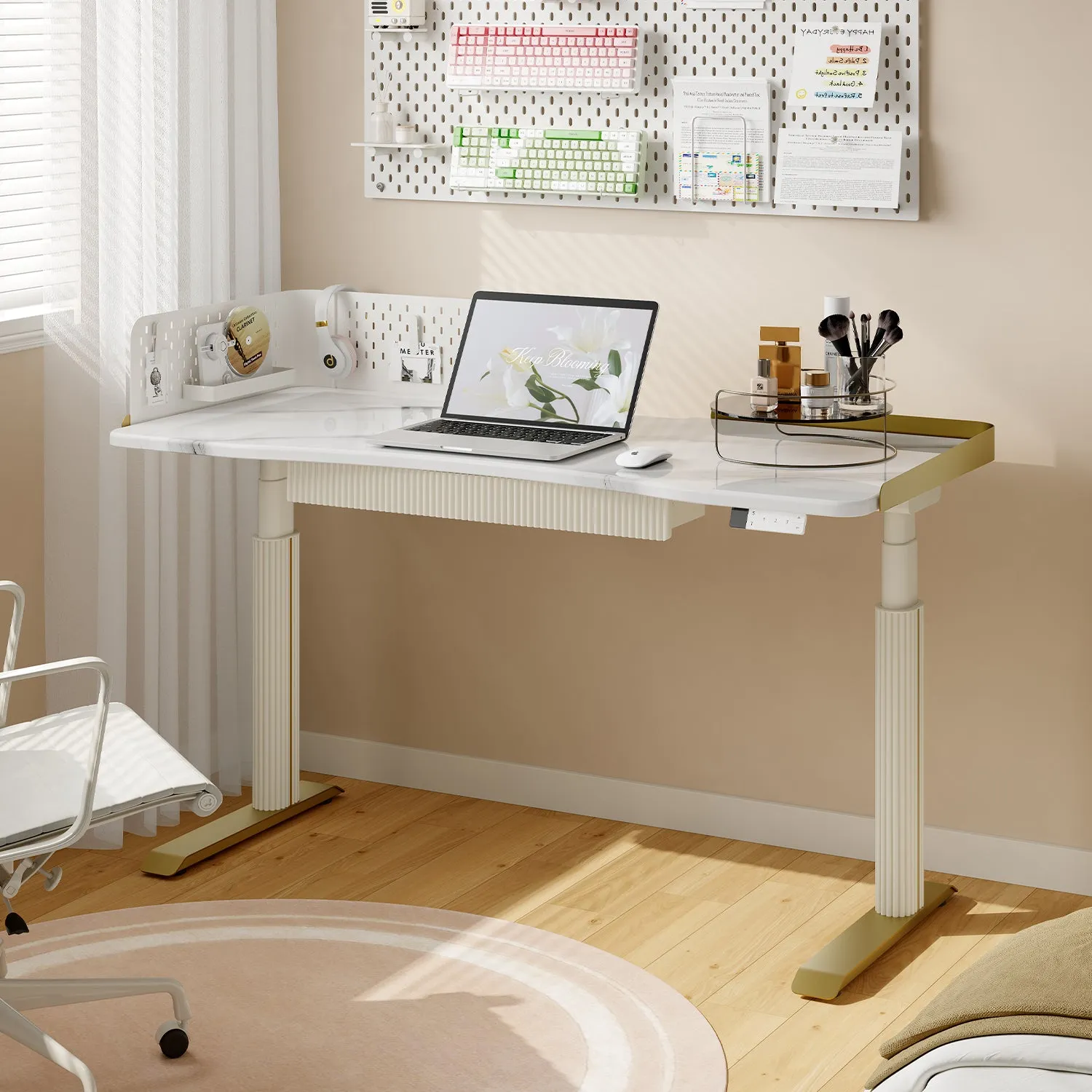 Estand Standing Desk with Drawers & Miya Office Chair Set