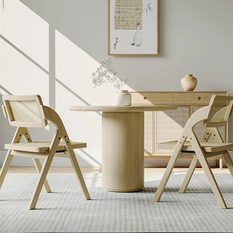 Folding Rattan Dining Chair Set of 2 - PVC