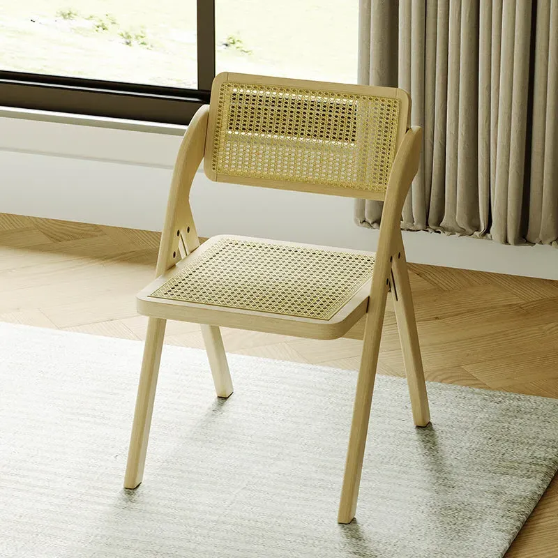 Folding Rattan Dining Chair Set of 2 - PVC