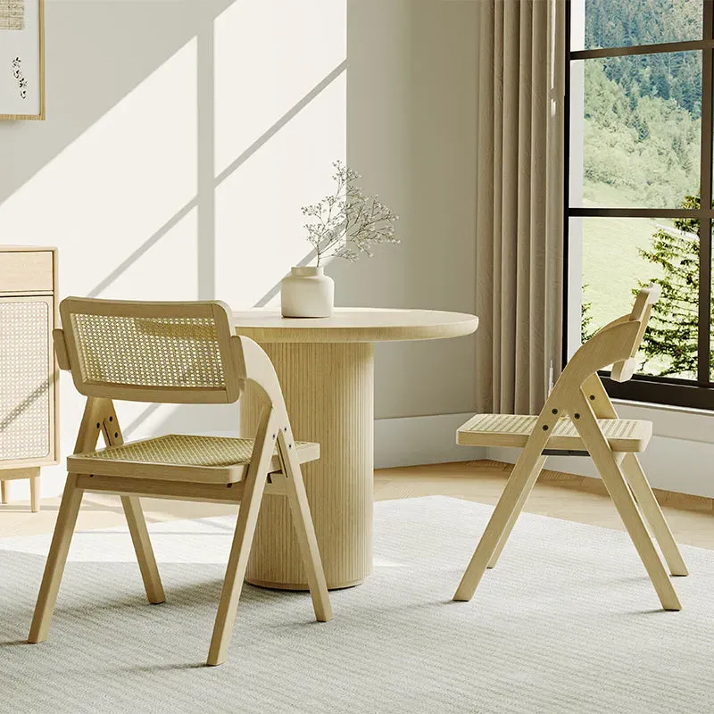 Folding Rattan Dining Chair Set of 2 - PVC image