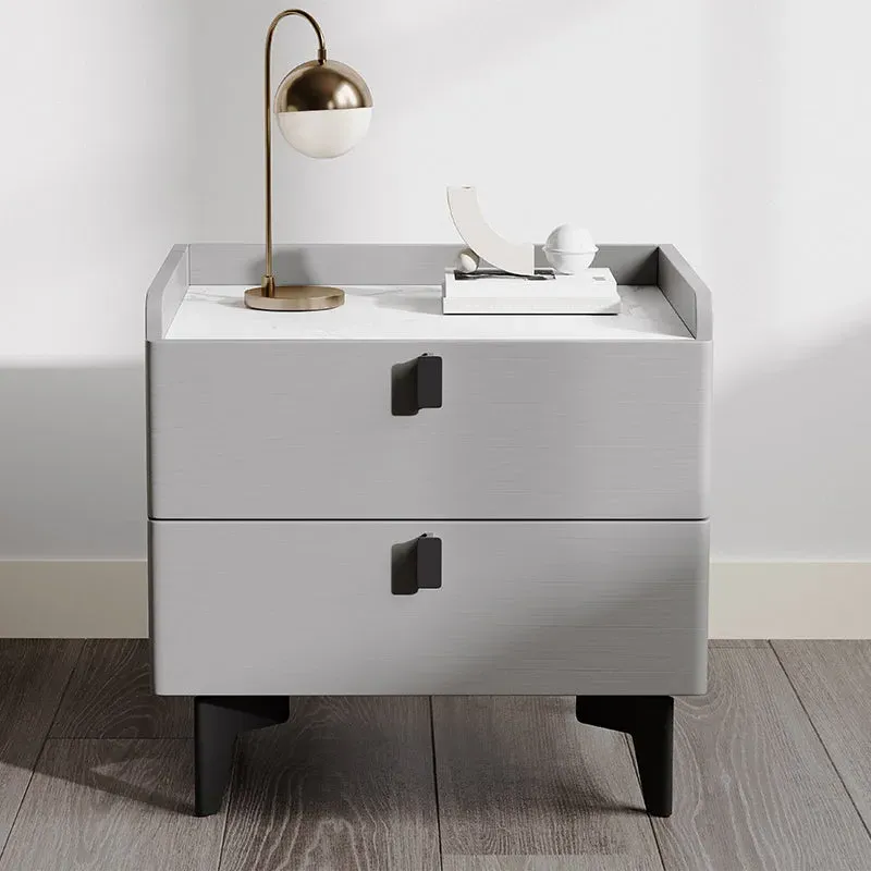George 2 Drawer Nightstand - Gray, Marble image