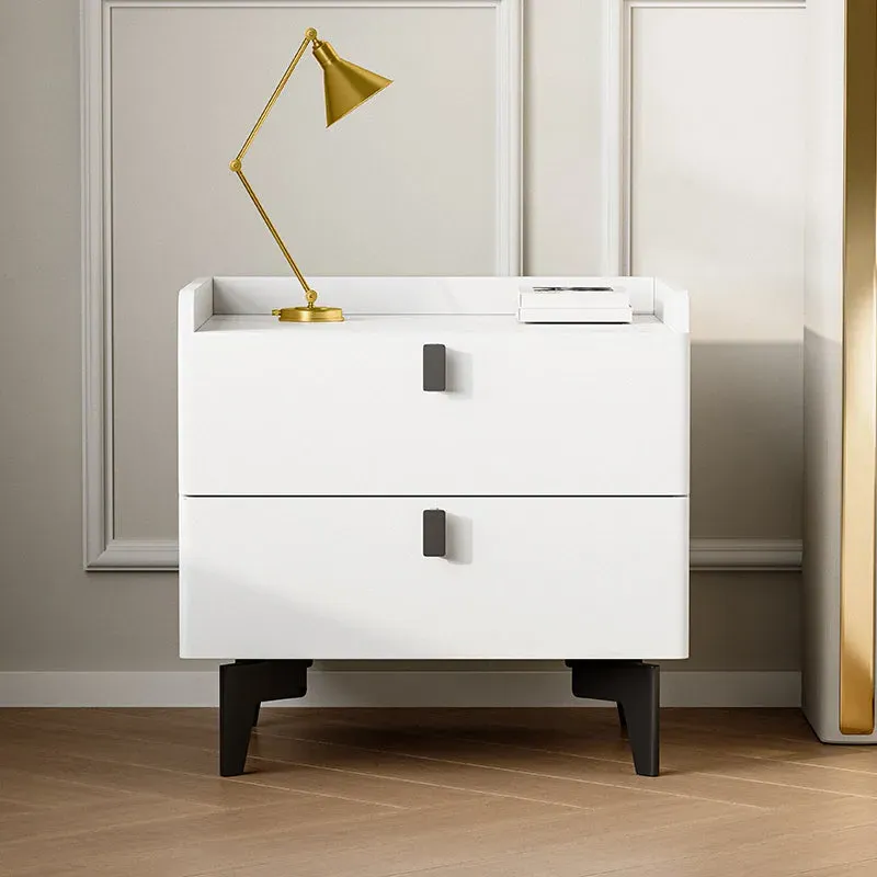 George 2 Drawer Nightstand - White, Marble
