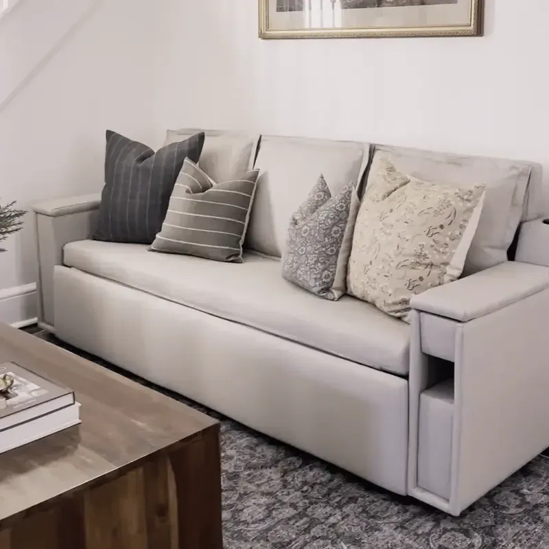 George 3-Seater Convertible Sofa Bed with Storage - Grey, Velvet