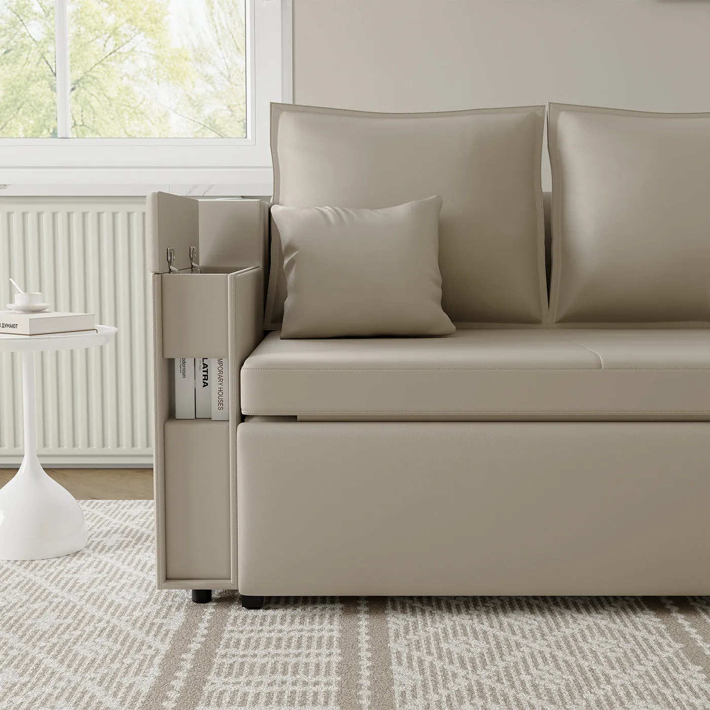 George 3-Seater Convertible Sofa Bed with Storage - Grey, Velvet