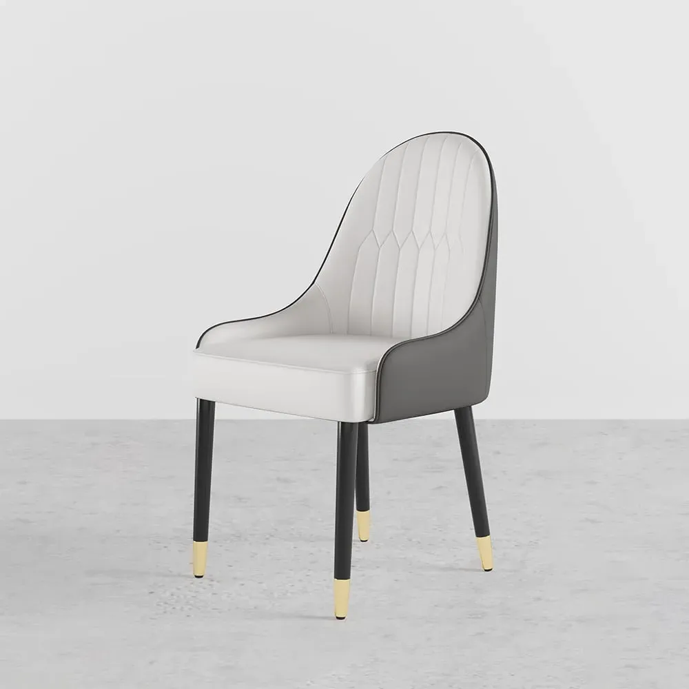 George Dining Chair Set of 2 with Metal Legs - Light Gray, PU Leather image