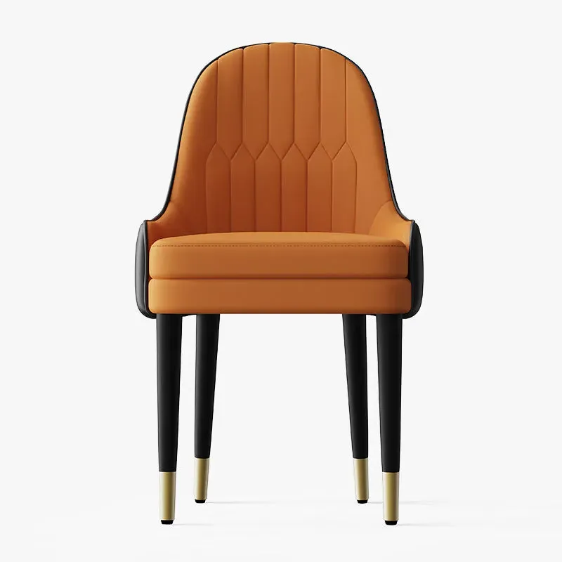 George Dining Chair Set of 2 with Metal Legs - Orange, PU Leather