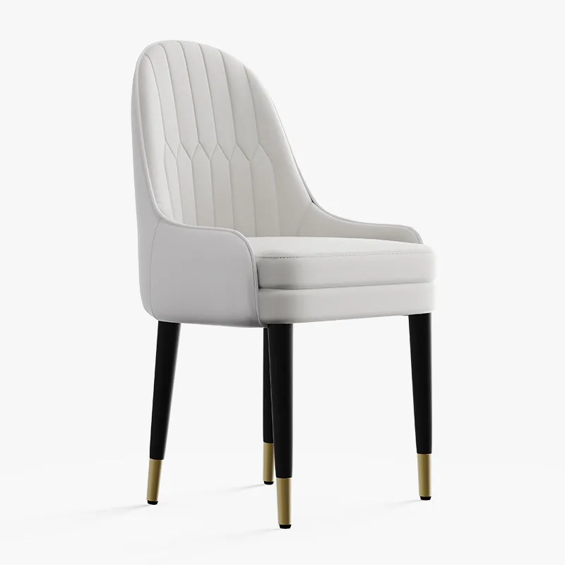 George Dining Chair Set of 2 with Metal Legs - White, PU Leather