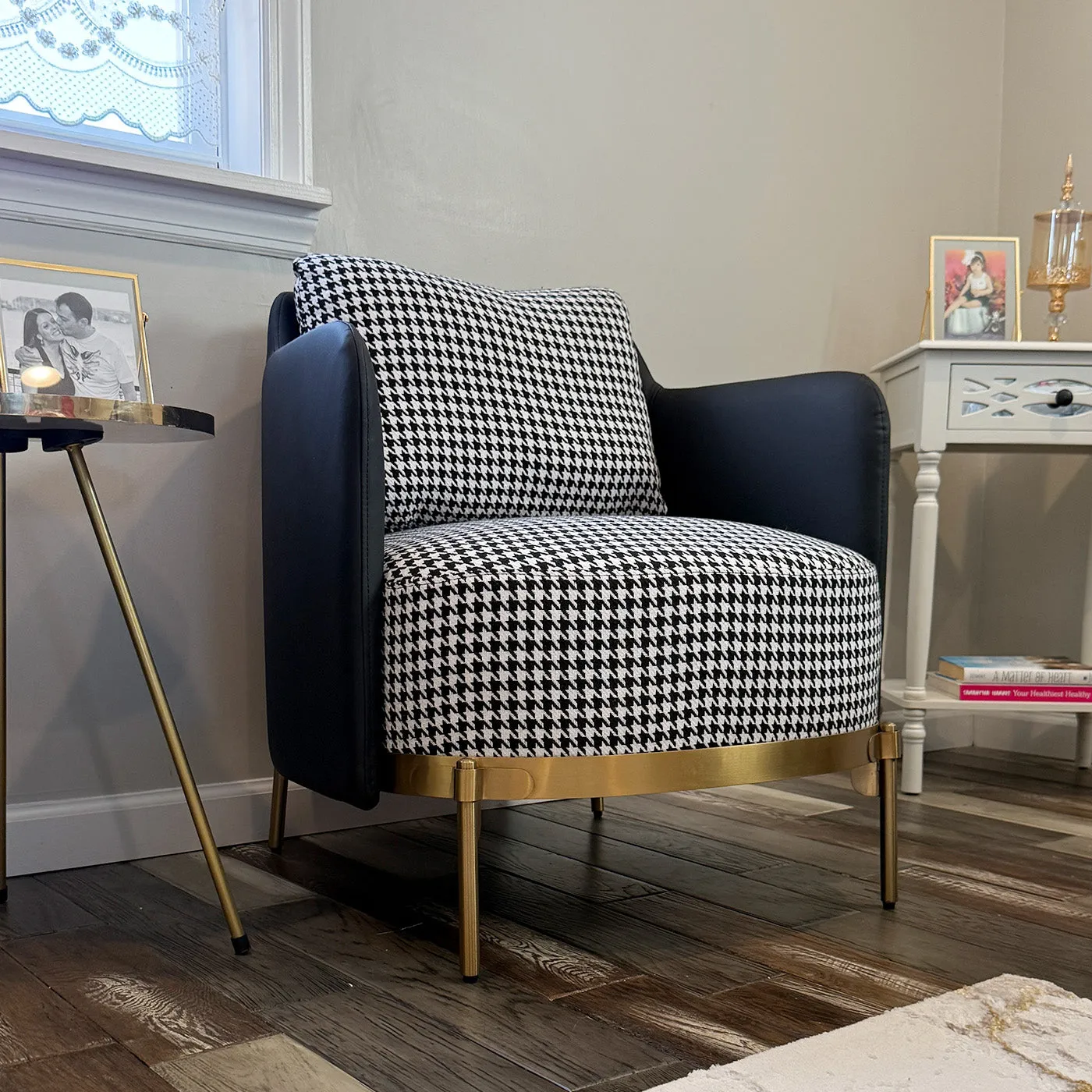 George Houndstooth Pattern Living Room Chair with Arms