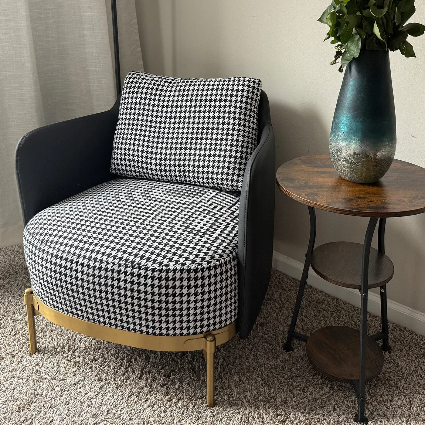 George Houndstooth Pattern Living Room Chair with Arms