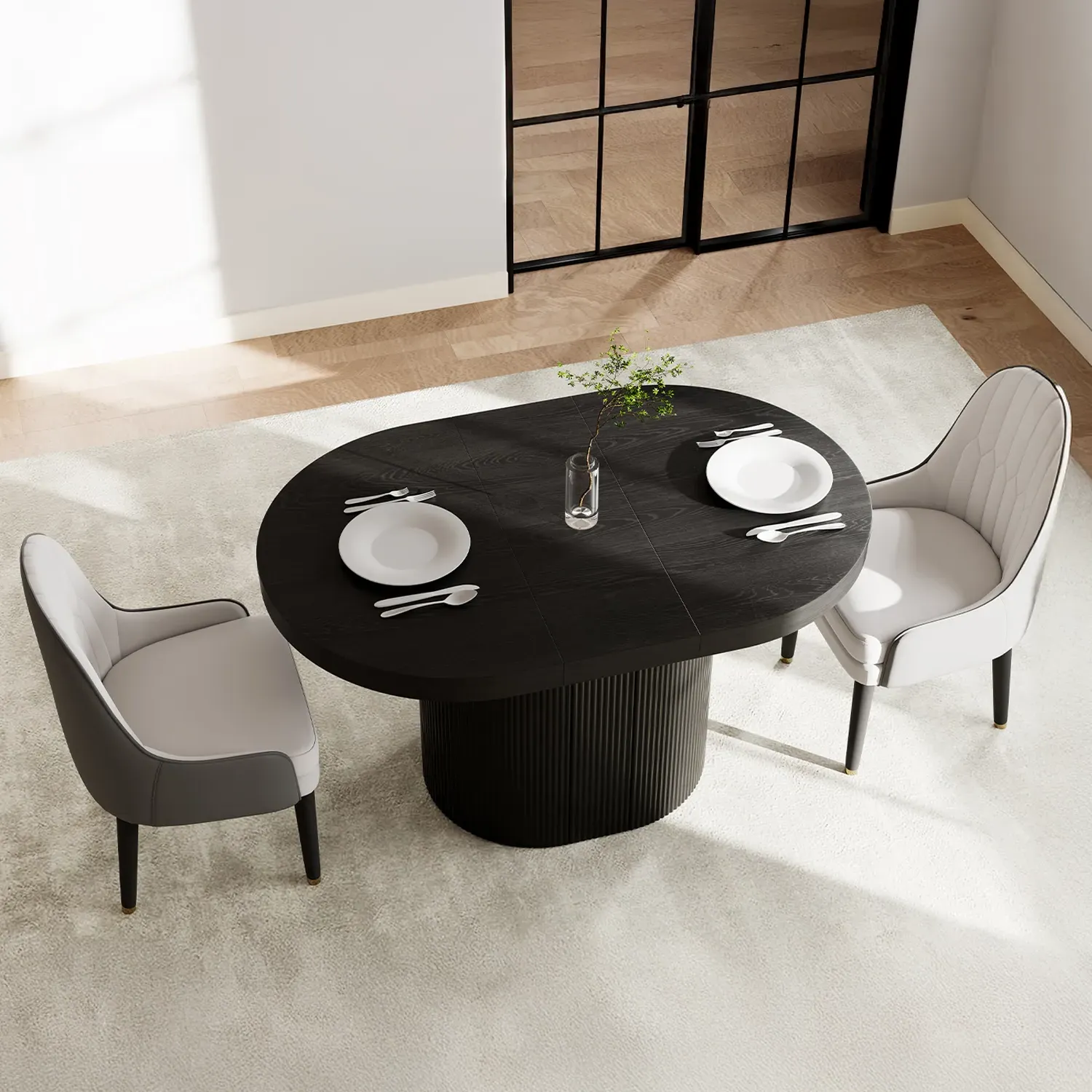 George Oval Extendable Dining Table - Black