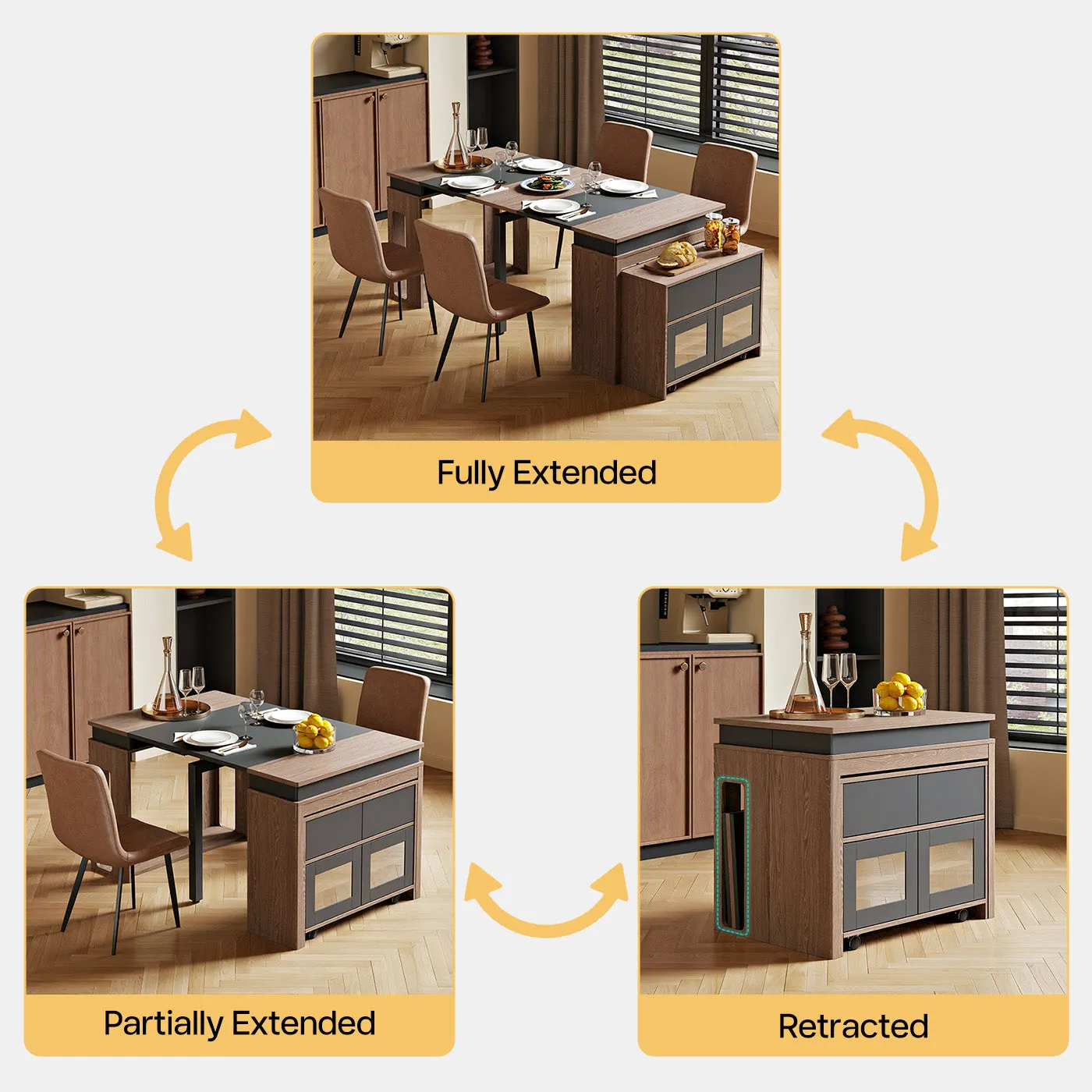 George Rectangle Dining Table with Storage Extendable
