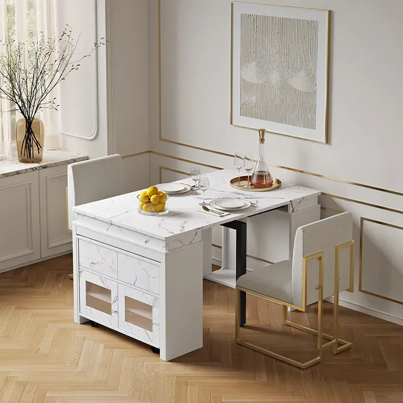 George Rectangle Dining Table with Storage Extendable - White