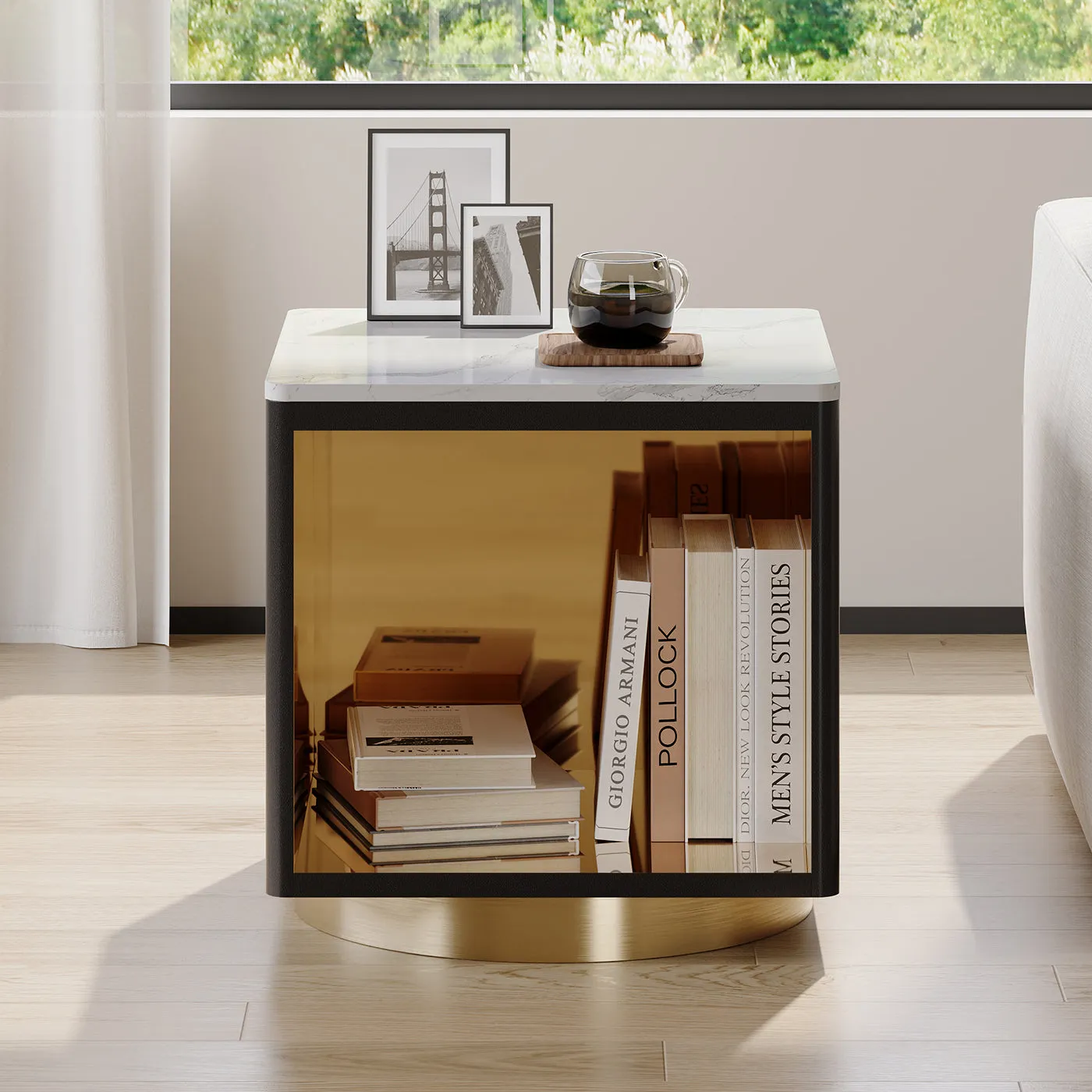 George Side Table with LED Light and Storage